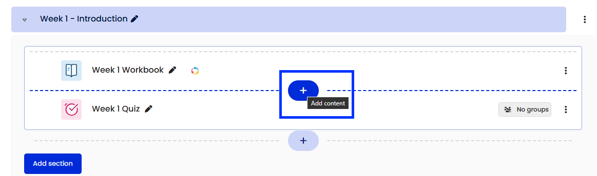 Moodle - Add Content Button